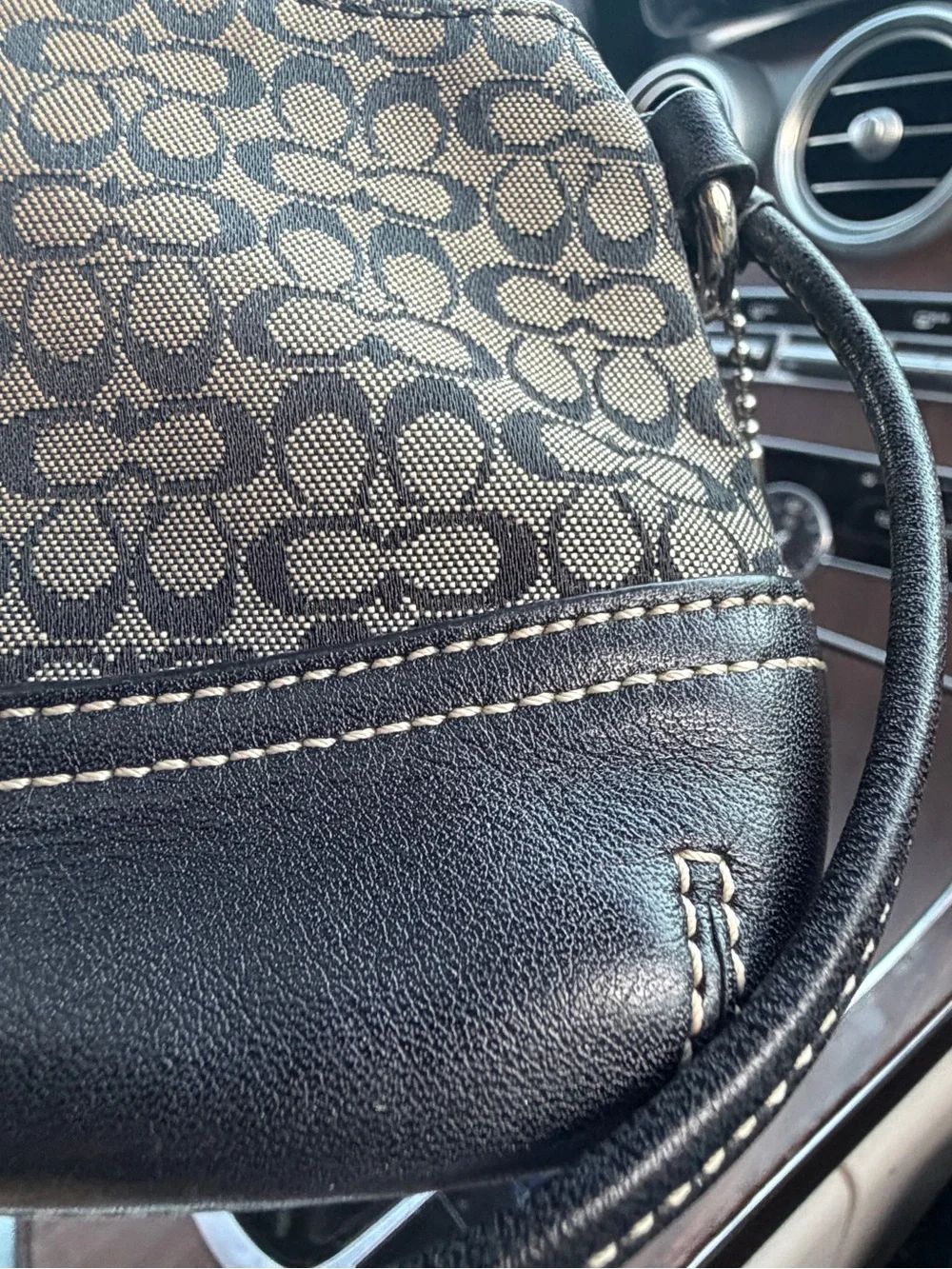 Vintage Y2K Kissing C’s monogram COACH Wristlet with Metallic Tag n Tassel